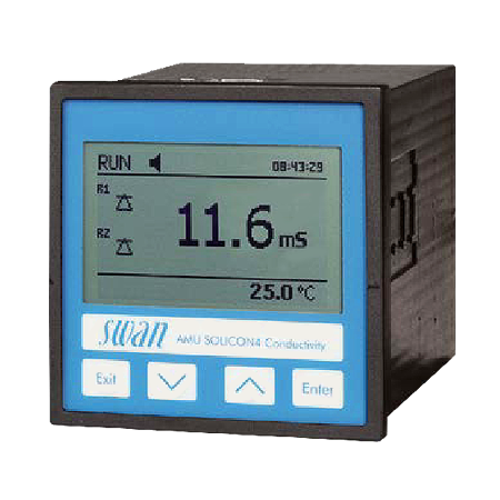 continuous measurements of specific conductivity, concentration of CIP solutions, salinity and TDS in surface water, potable water and cooling water.