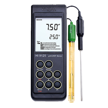 harsh environmental or industrial conditions. This meter can use an optional ORP (oxidation reduction potential) electrodes to display results in the mV range